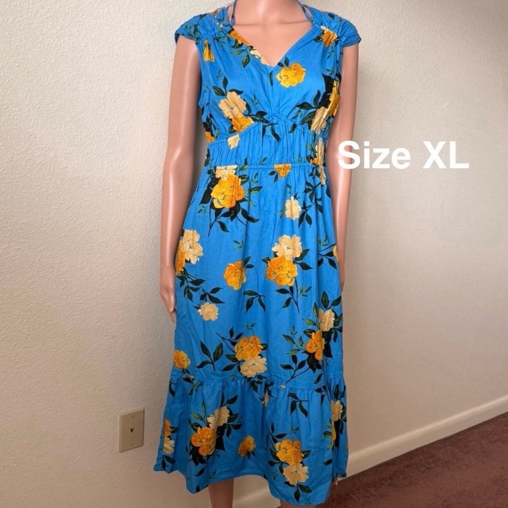 Time and Tru Women's V-Neck Midi Dress, Size XL